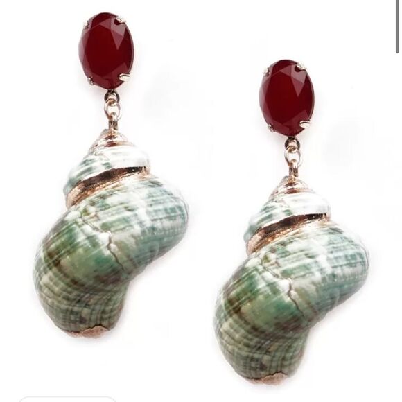 Bohemian seashell earrings A298 - Picture 2 of 5